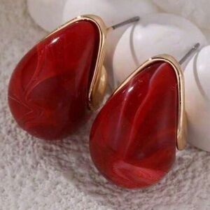 Exquisite Geometric Teardrop Shape Faux Pearl Stainless Steel 18k Gold  Earrings